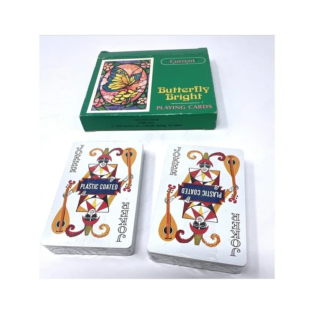 Current Inc. Playing Cards Butterfly Bright Stained Glass Style Vintage 1980